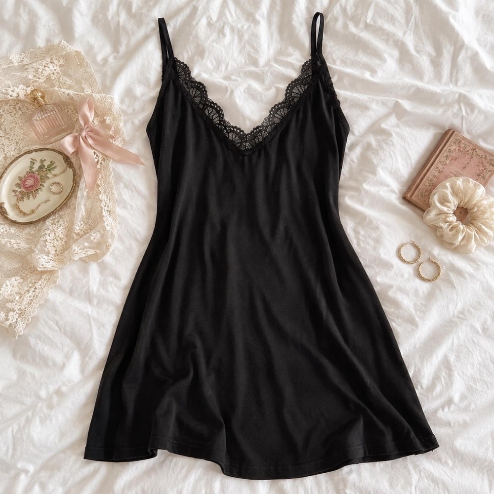 black lace slip